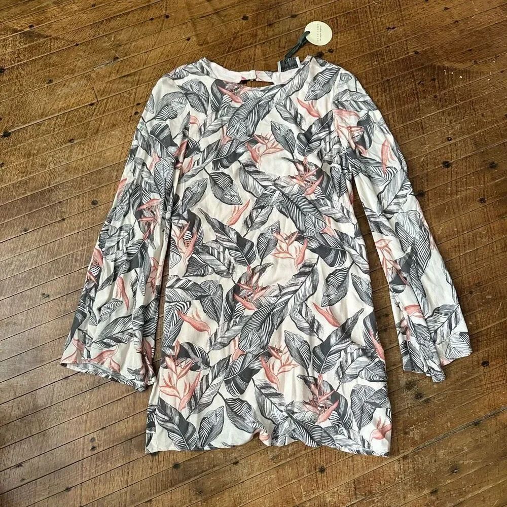 Dress Forum peach floral NWT lined S shift mini dress
